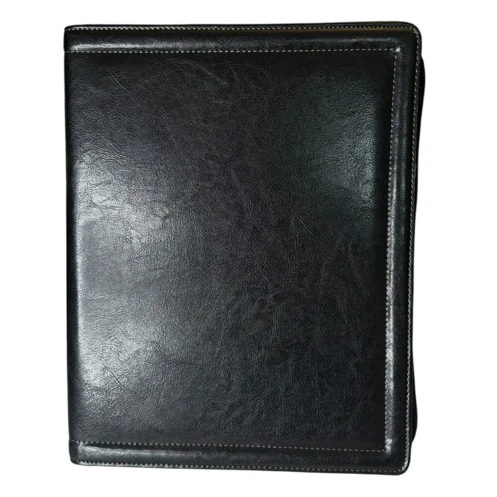 Samsonite Black Leather iPad Folio Organizer With Zipper Closure & Document Pock